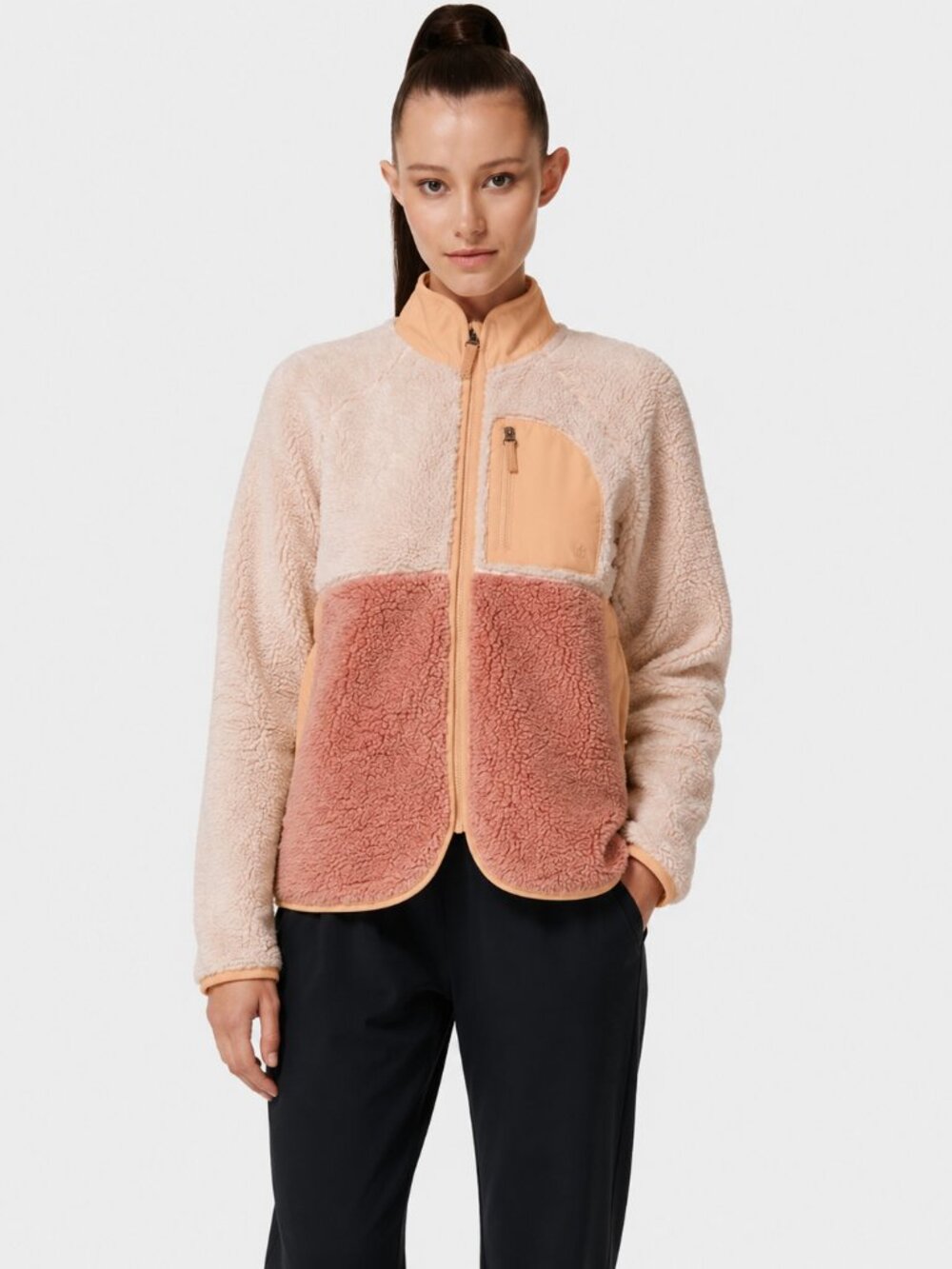 Sweaty Betty Teddy Jacket  Pennine Zip Up Soft Faux Sherpa Fleece S